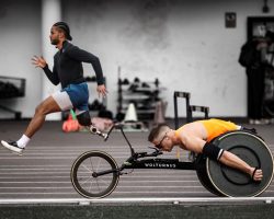 Training mit dem Handbike im Olympiastadion von Teneriffa. Jetze Plat på det olympiske stadion på Tenerife.